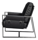 Sarreid Edmonds Distilled Leather Chair Onyx Blk