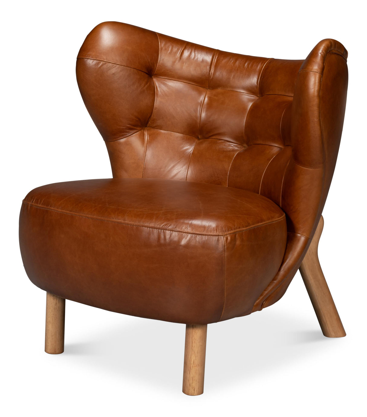 Sarreid Diddy Leather Chair  Havana Brown