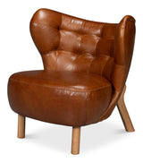 Sarreid Diddy Leather Chair  Havana Brown