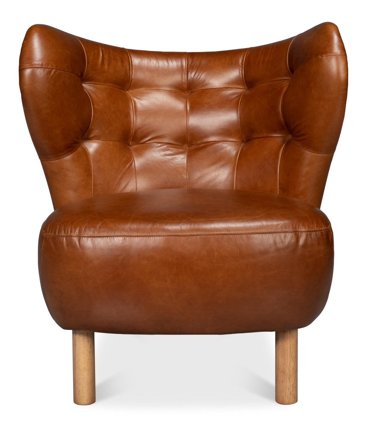 Sarreid Diddy Leather Chair  Havana Brown
