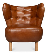 Sarreid Diddy Leather Chair  Havana Brown
