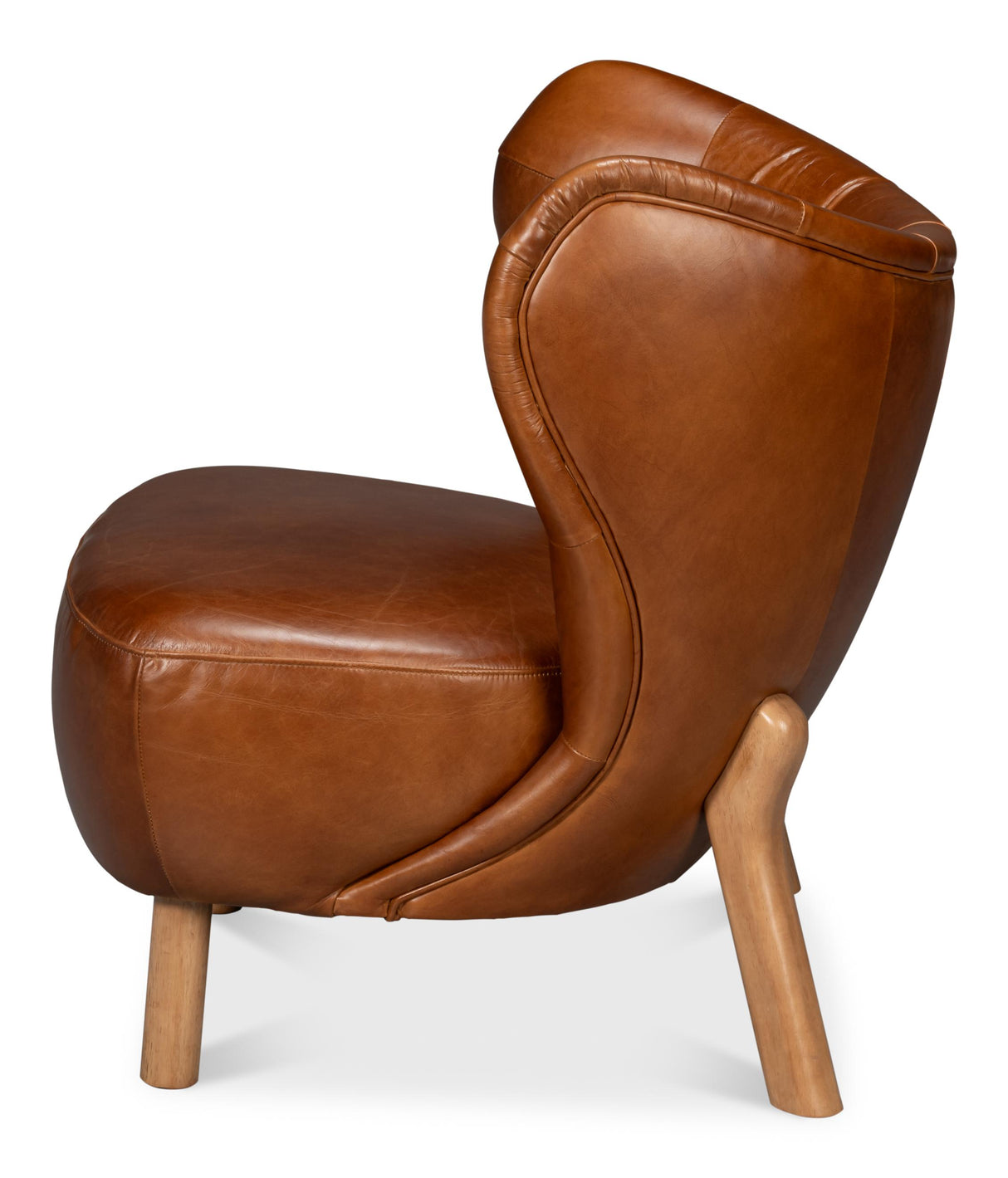 Sarreid Diddy Leather Chair  Havana Brown
