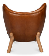 Sarreid Diddy Leather Chair  Havana Brown