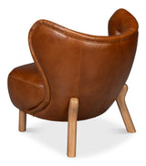 Sarreid Diddy Leather Chair  Havana Brown