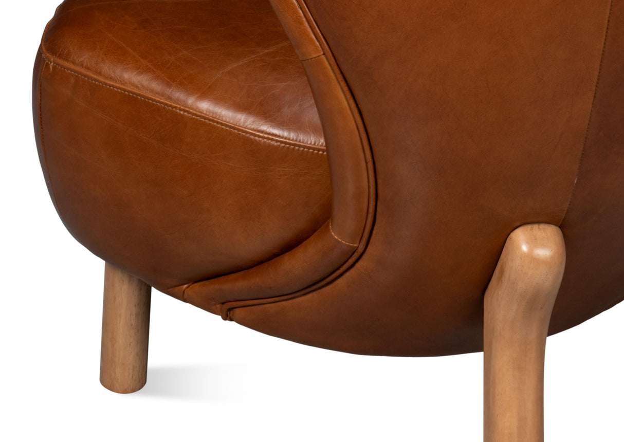 Sarreid Diddy Leather Chair  Havana Brown
