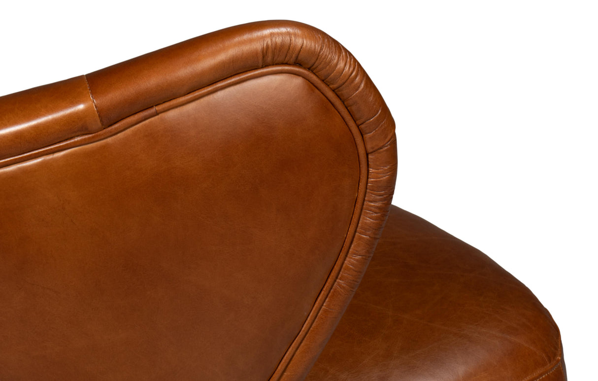 Sarreid Diddy Leather Chair  Havana Brown