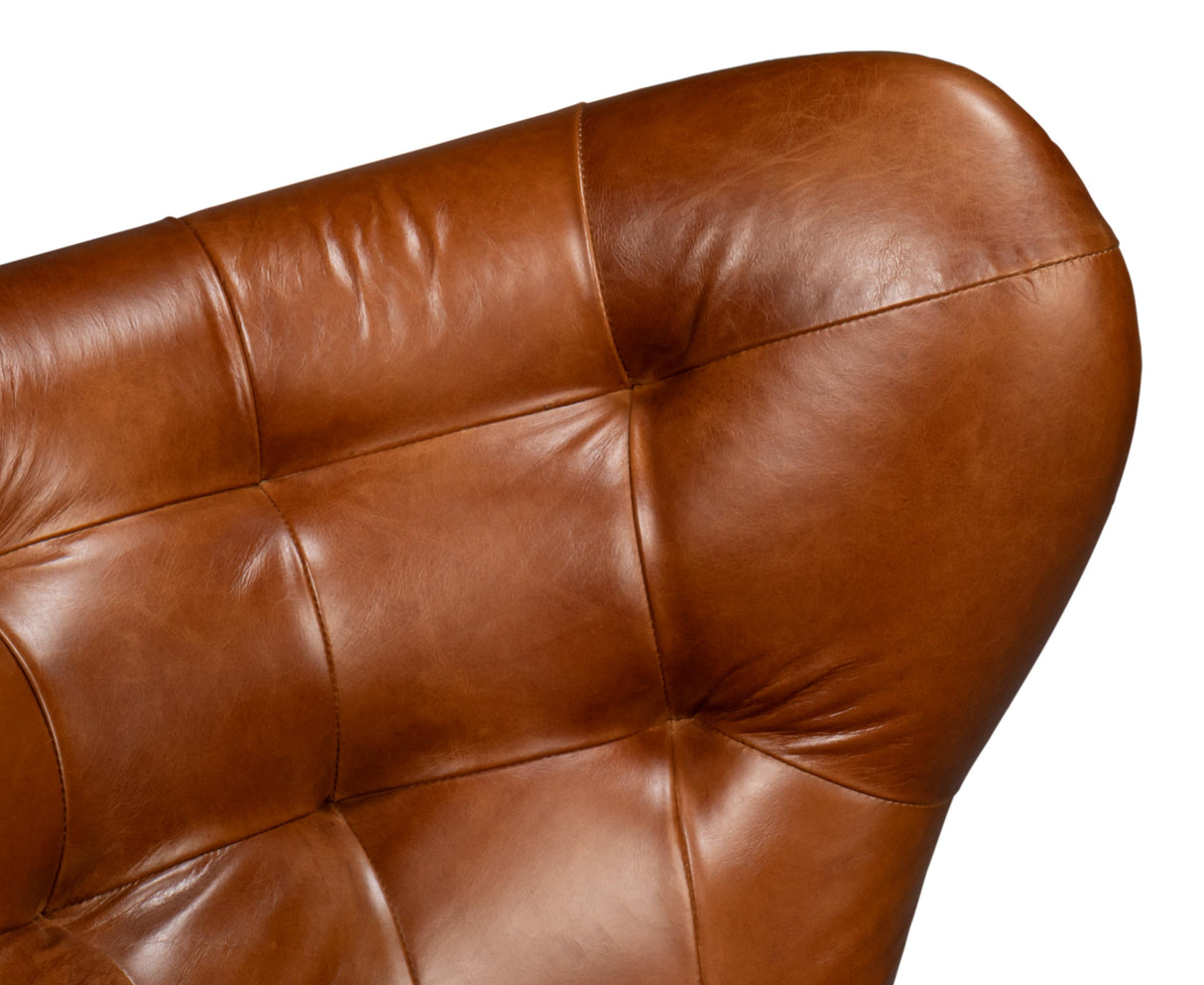Sarreid Diddy Leather Chair  Havana Brown