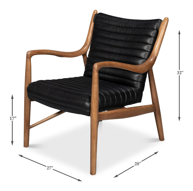 Sarreid Singletary Leather Chair  Onyx Black