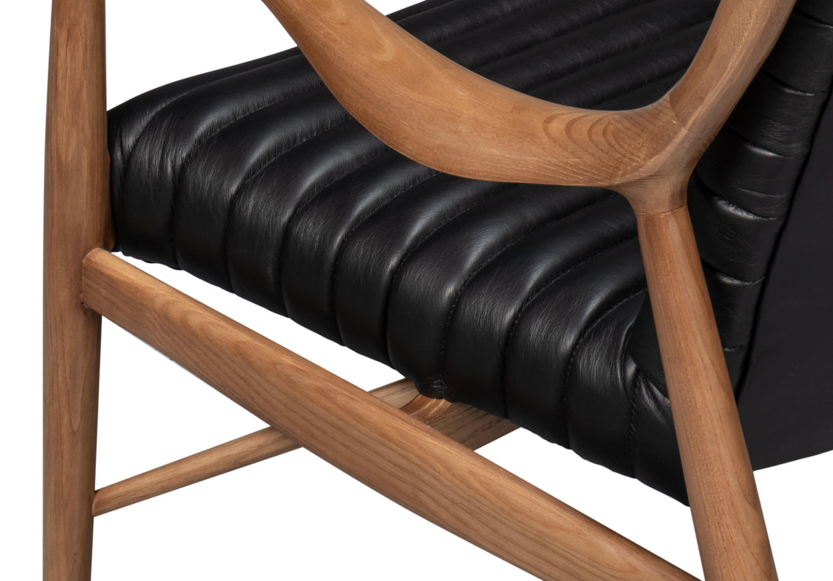 Sarreid Singletary Leather Chair  Onyx Black
