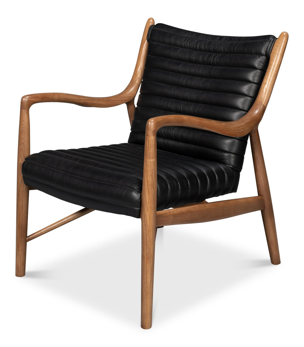 Sarreid Singletary Leather Chair  Onyx Black