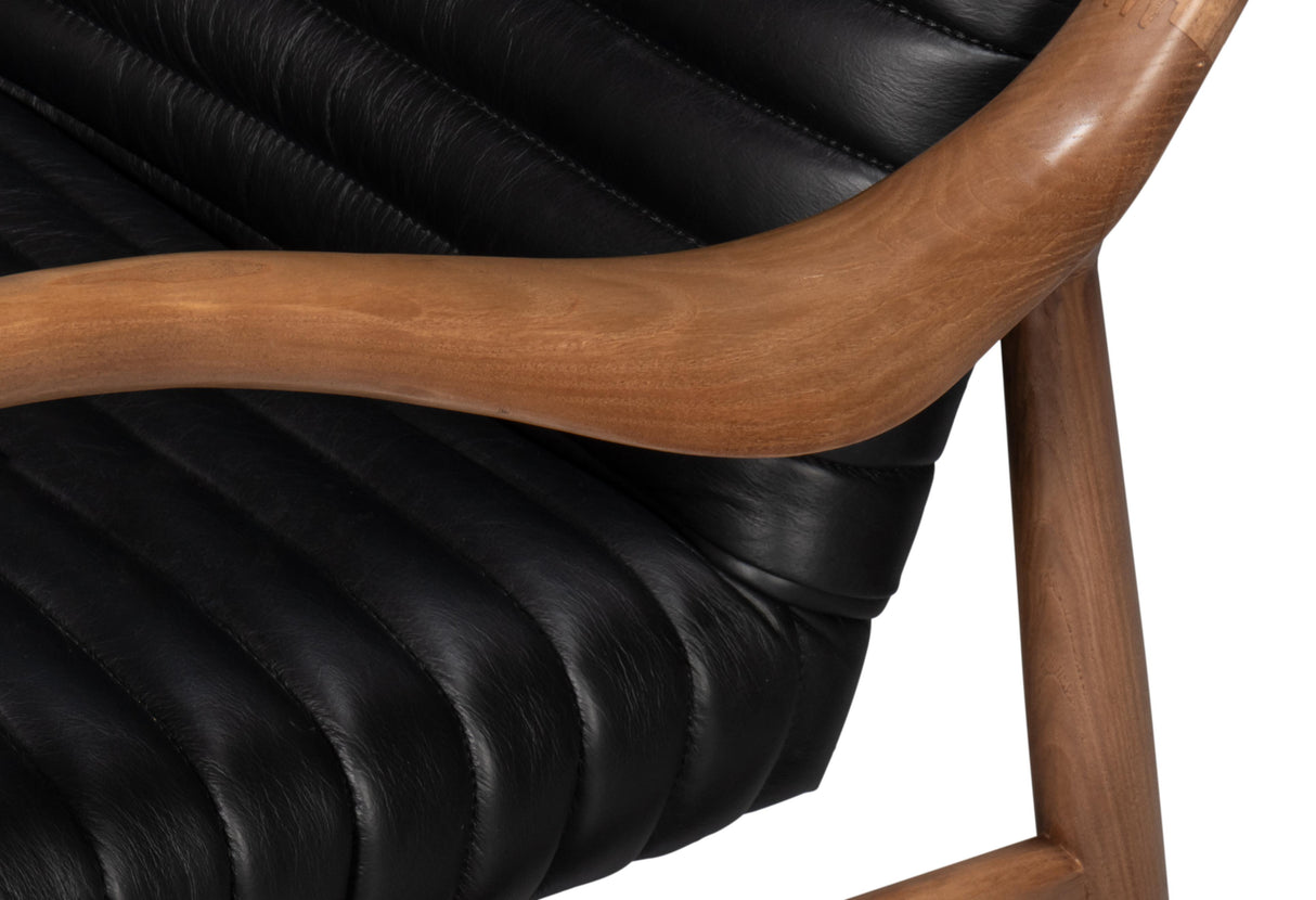 Sarreid Singletary Leather Chair  Onyx Black