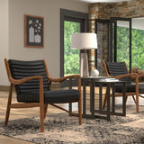 Sarreid Singletary Leather Chair  Onyx Black