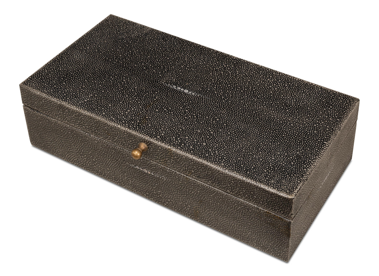 Sarreid Gatsburg  Shagreen Box  Ant.Grey S/2