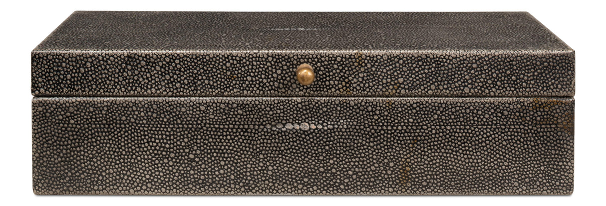 Sarreid Gatsburg  Shagreen Box  Ant.Grey S/2