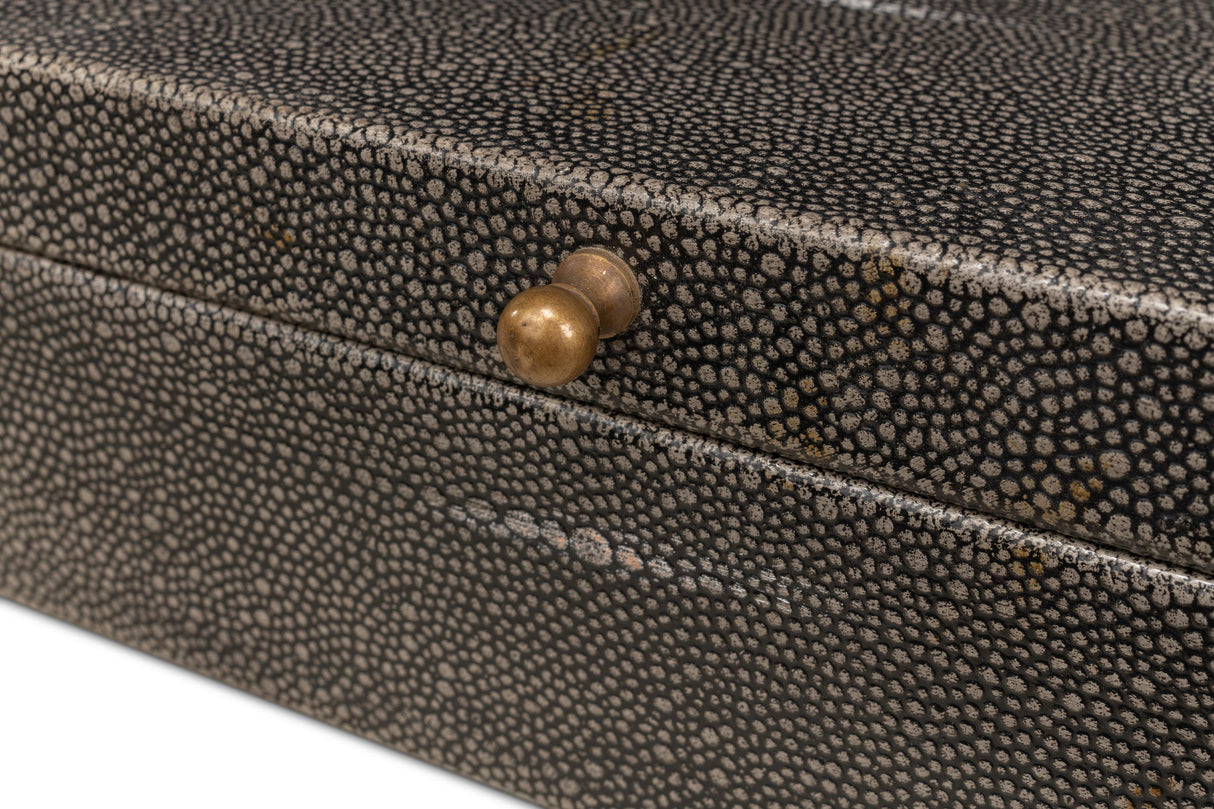 Sarreid Gatsburg  Shagreen Box  Ant.Grey S/2