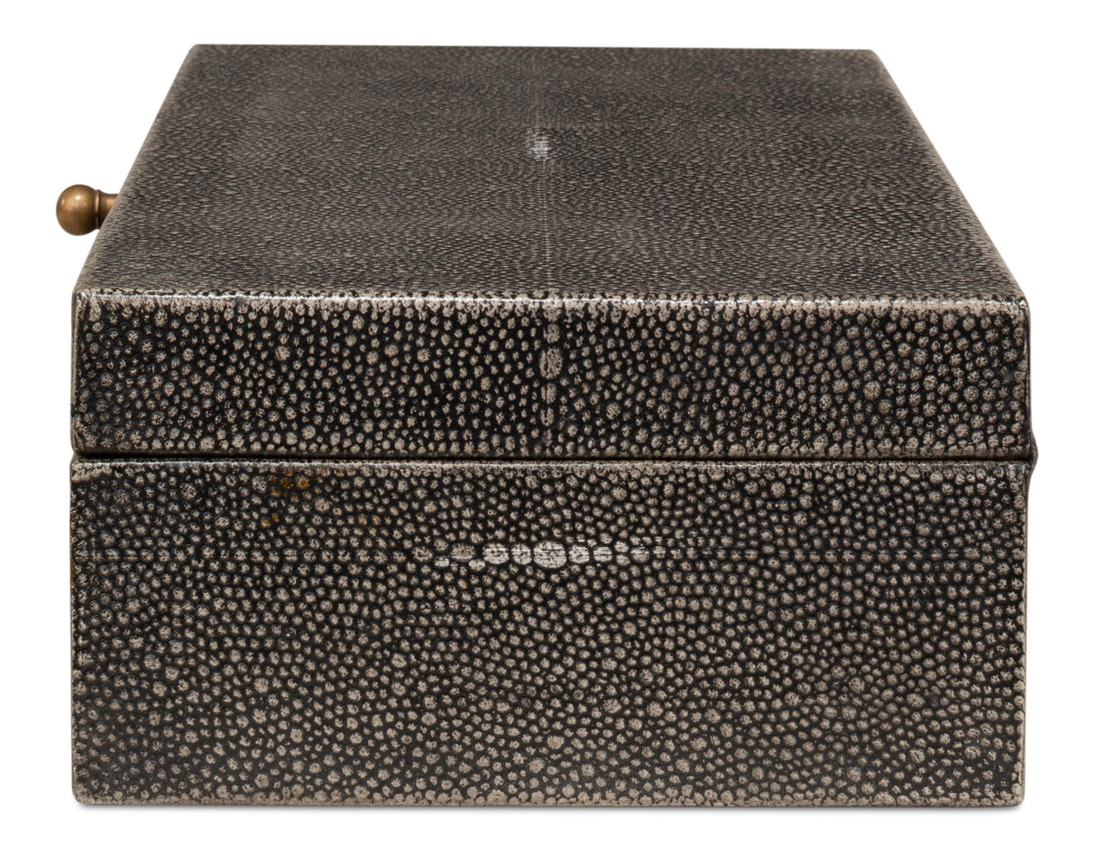 Sarreid Gatsburg  Shagreen Box  Ant.Grey S/2