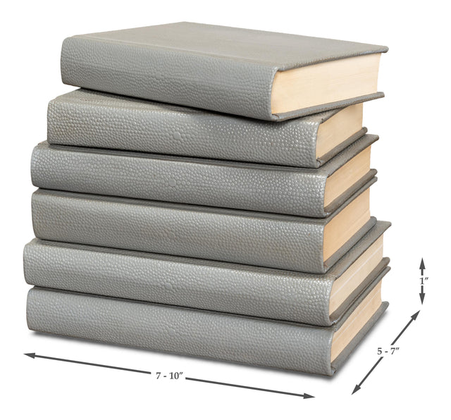 Sarreid Shagreen Books  Set Of 12  Storm Grey