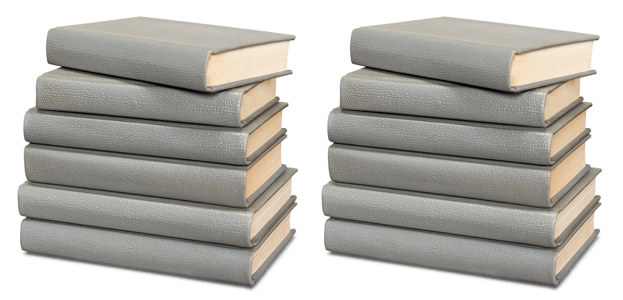 Sarreid Shagreen Books  Set Of 12  Storm Grey
