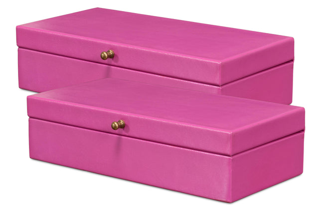 Sarreid Gatsburg Shagreen Box  Pink  Set Of 2