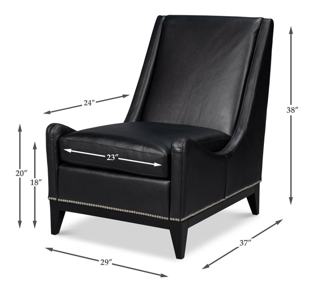 Sarreid Brandy Accent Chair  Onyx Black