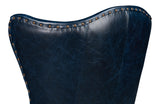 Sarreid Drake Distilled Leather Chair  Blue