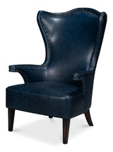 Sarreid Drake Distilled Leather Chair  Blue