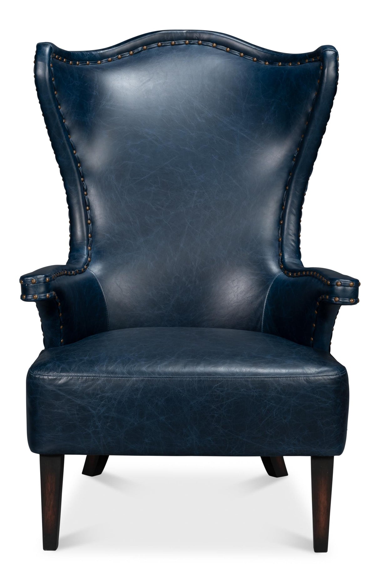 Sarreid Drake Distilled Leather Chair  Blue