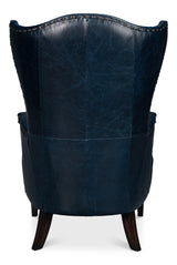 Sarreid Drake Distilled Leather Chair  Blue