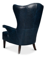Sarreid Drake Distilled Leather Chair  Blue