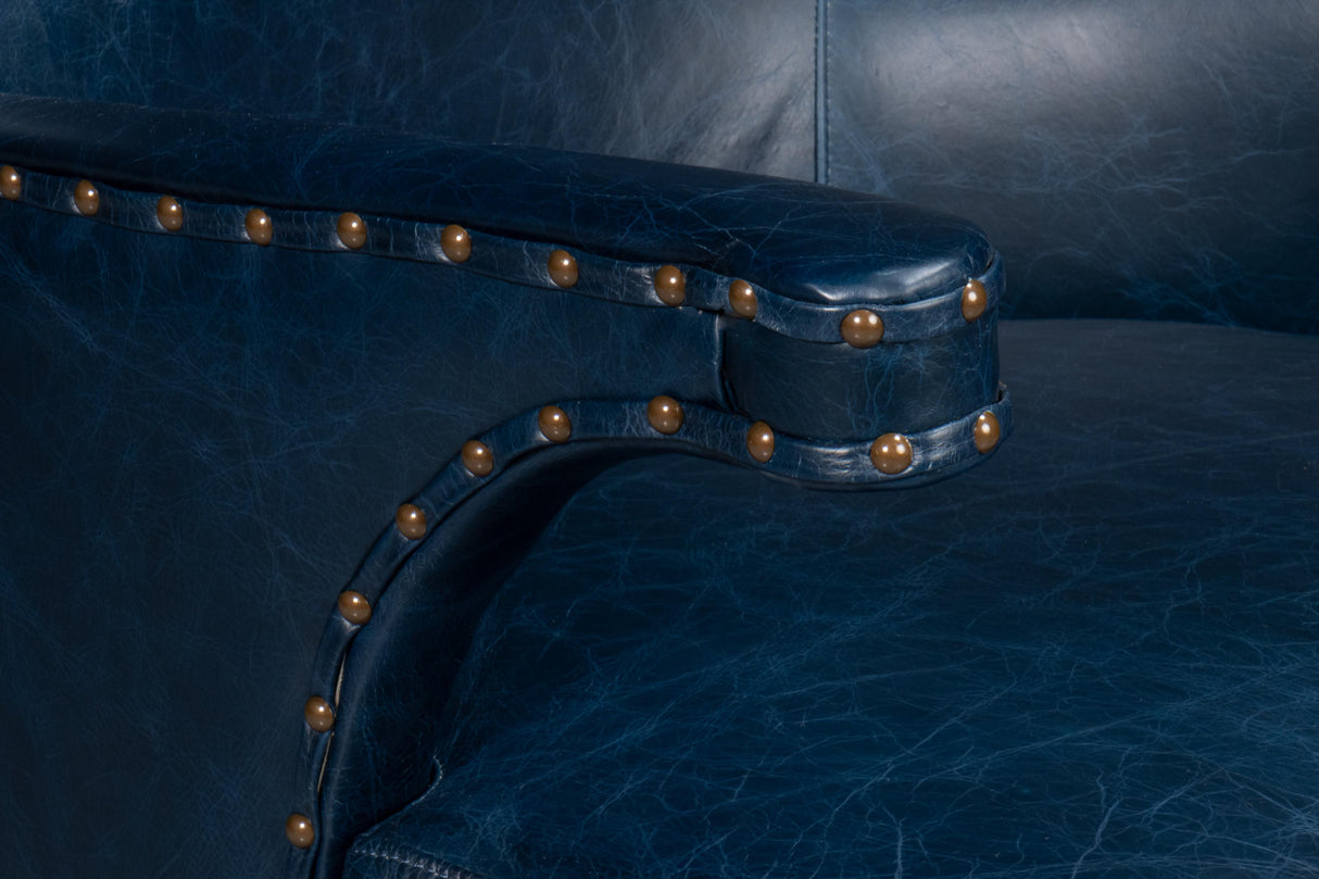 Sarreid Drake Distilled Leather Chair  Blue