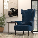 Sarreid Drake Distilled Leather Chair  Blue