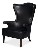 Sarreid Drake Distilled Leather Chair  Black
