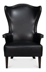 Sarreid Drake Distilled Leather Chair  Black