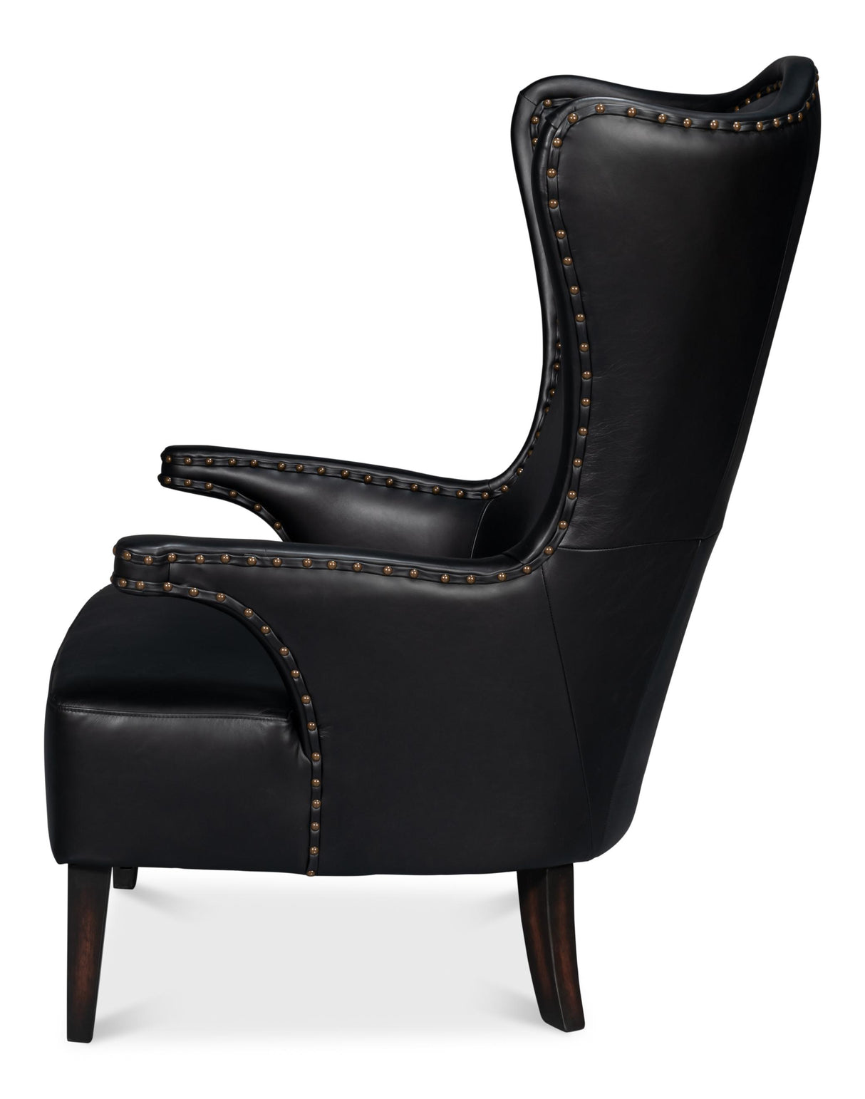 Sarreid Drake Distilled Leather Chair  Black
