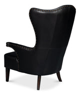 Sarreid Drake Distilled Leather Chair  Black