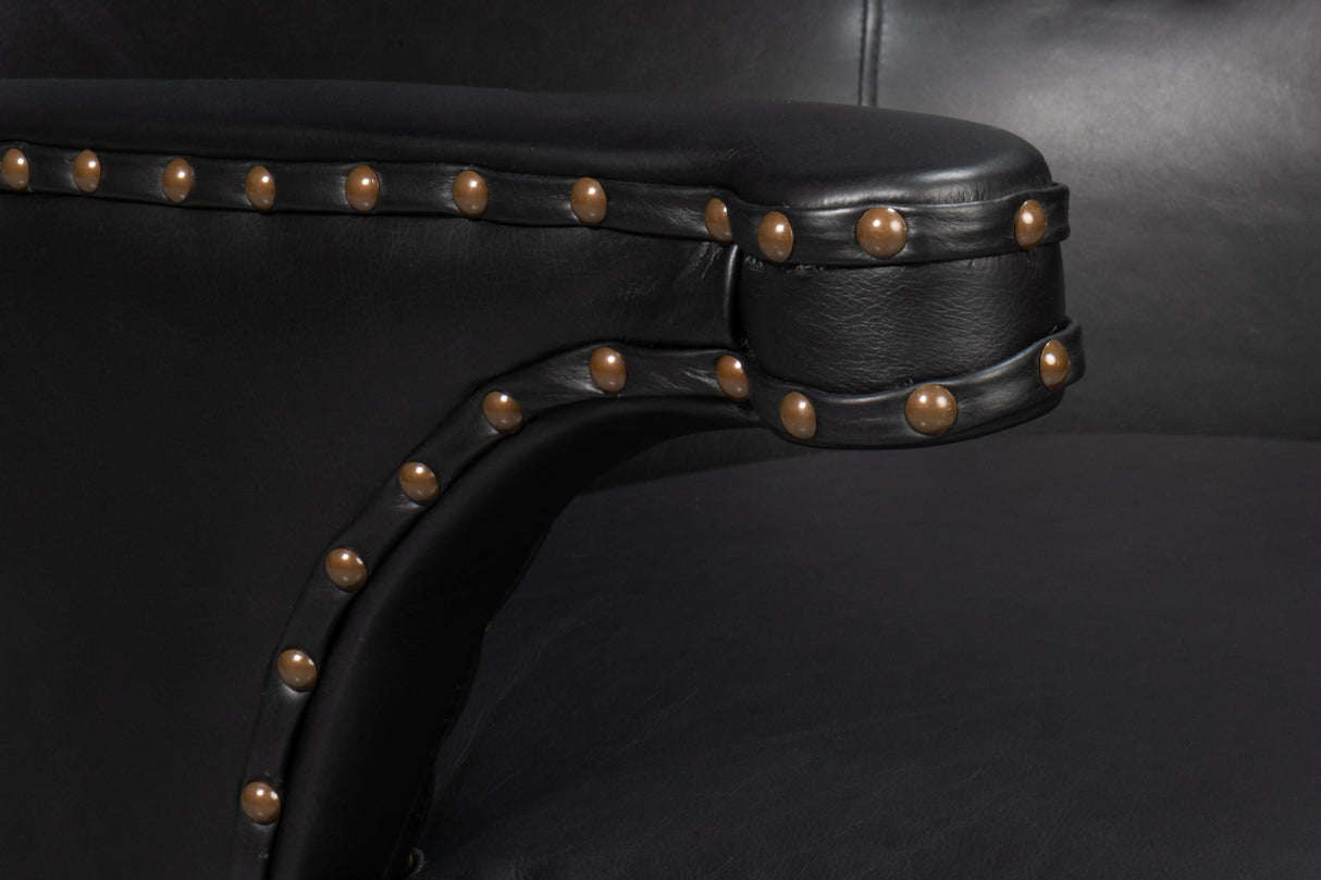 Sarreid Drake Distilled Leather Chair  Black