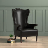 Sarreid Drake Distilled Leather Chair  Black