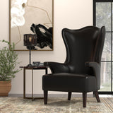 Sarreid Drake Distilled Leather Chair  Black