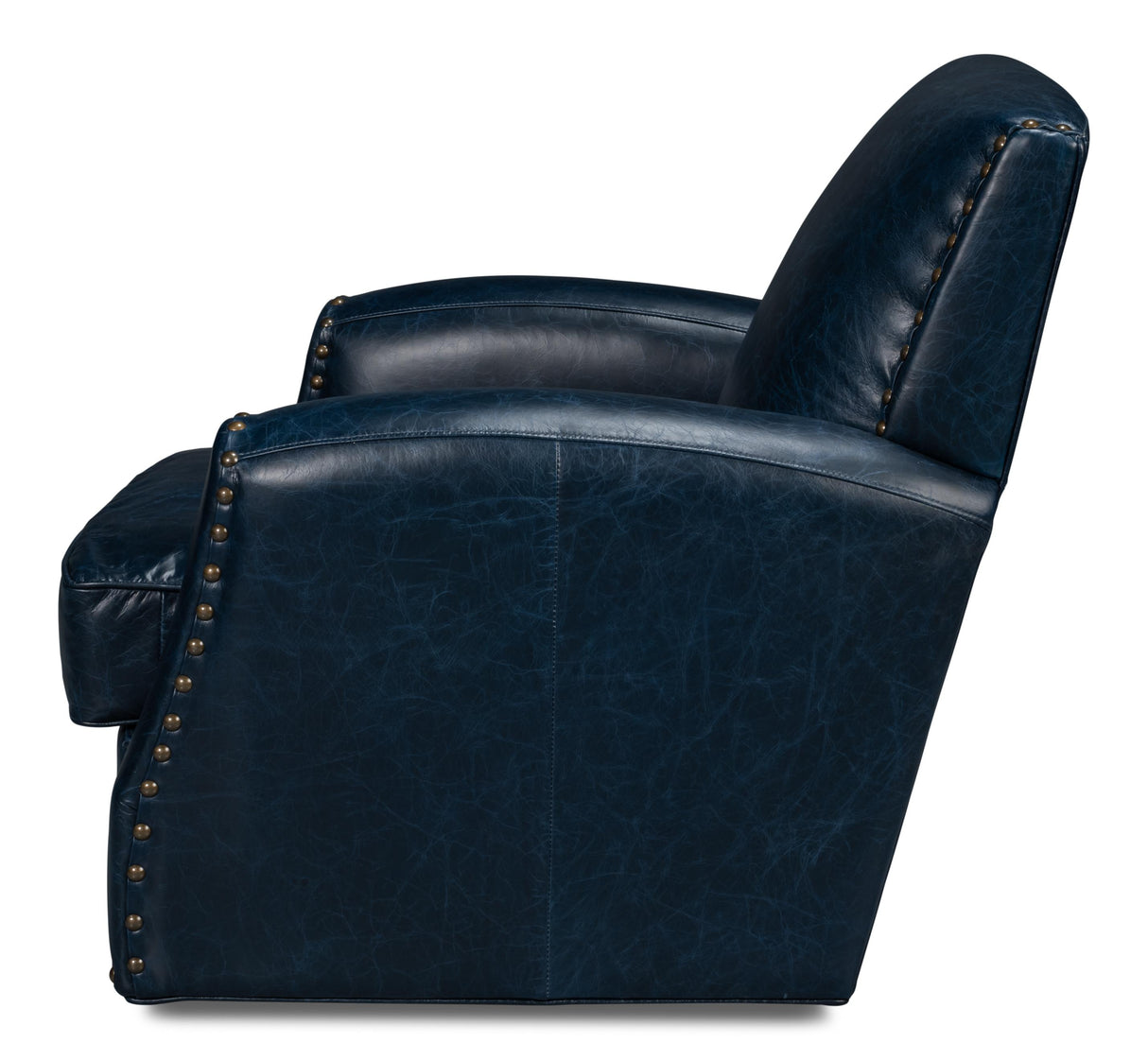 Sarreid Taft Leather Swivel Chair  Chateau Blue