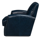 Sarreid Taft Leather Swivel Chair  Chateau Blue