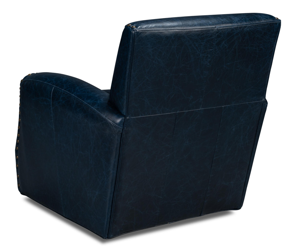 Sarreid Taft Leather Swivel Chair  Chateau Blue