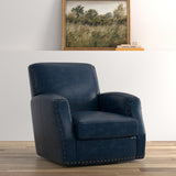 Sarreid Taft Leather Swivel Chair  Chateau Blue