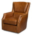 Sarreid Baker Leather Swivel Chair  Cuba Brown