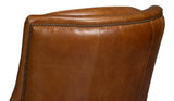 Sarreid Baker Leather Swivel Chair  Cuba Brown