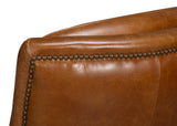 Sarreid Baker Leather Swivel Chair  Cuba Brown