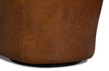 Sarreid Baker Leather Swivel Chair  Cuba Brown