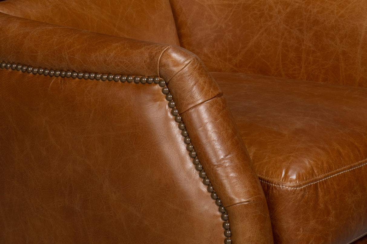Sarreid Baker Leather Swivel Chair  Cuba Brown