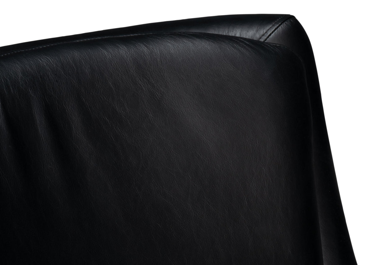 Sarreid Baker Leather Swivel Chair  Onyx Black