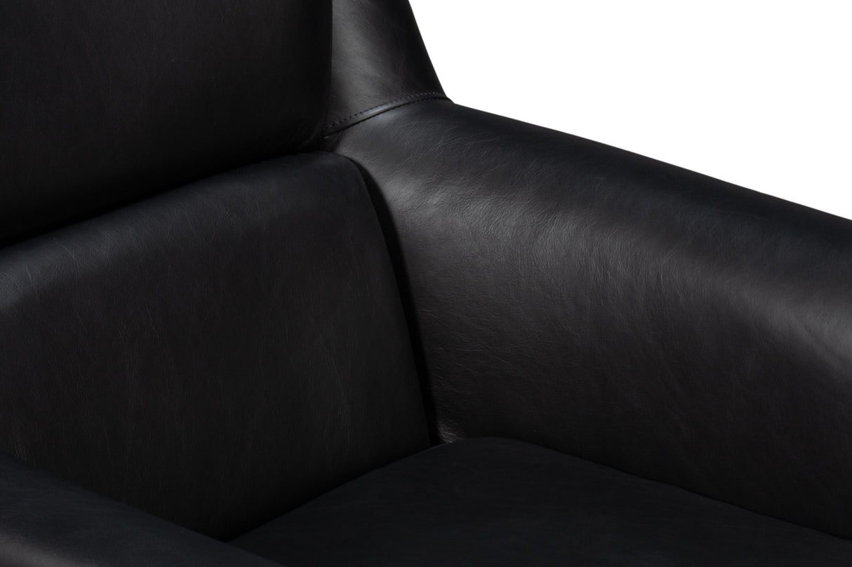 Sarreid Baker Leather Swivel Chair  Onyx Black