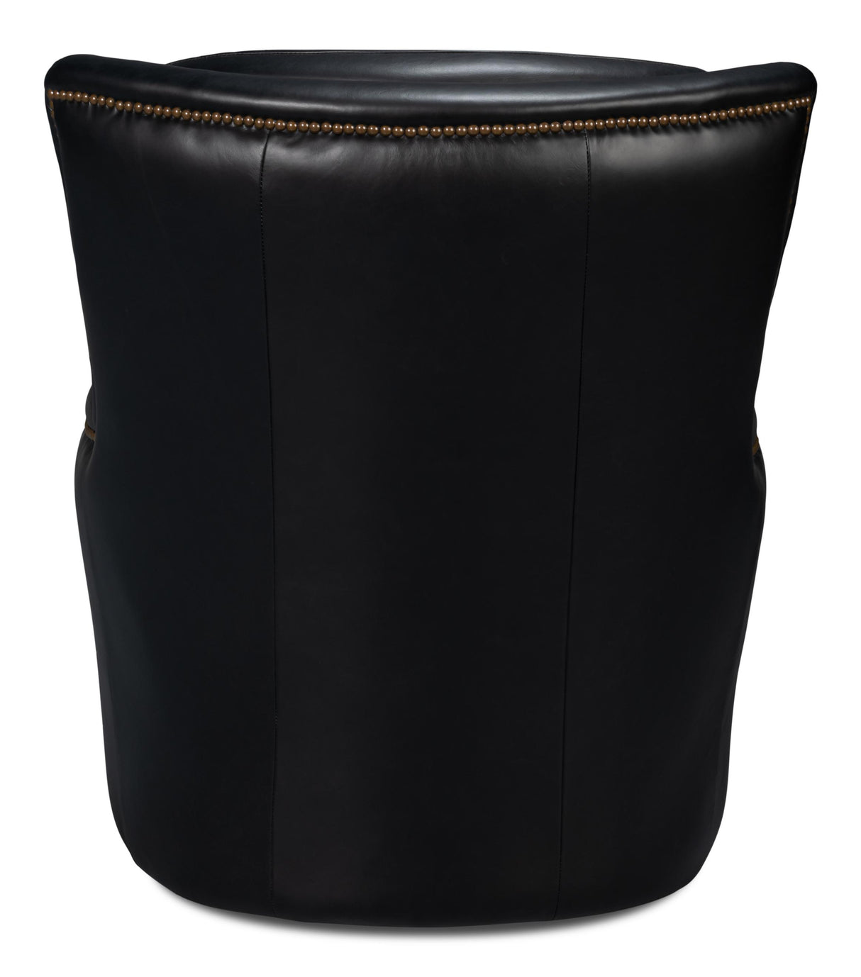 Sarreid Baker Leather Swivel Chair  Onyx Black